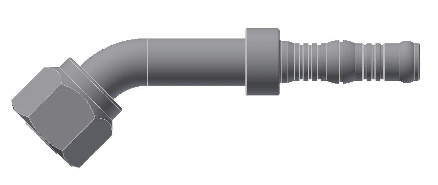 Image of A/C Refrigerant Hose Fitting - O-RING FEMALE SWIVEL, 45Deg BEND from Sunair. Part number: BC-54705-06-08