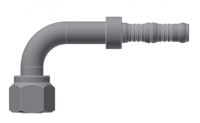 Image of A/C Refrigerant Hose Fitting - O-RING FEMALE SWIVEL, 90Deg BEND from Sunair. Part number: BC-54706-05-06