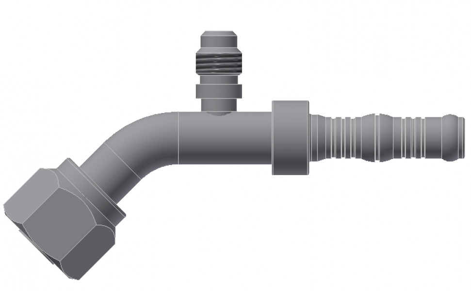 Image of A/C Refrigerant Hose Fitting - 45uc0u65533  Fem O-ring w/R12 Port Steel Ftg Kit from Sunair. Part number: BC-54711-06-06K