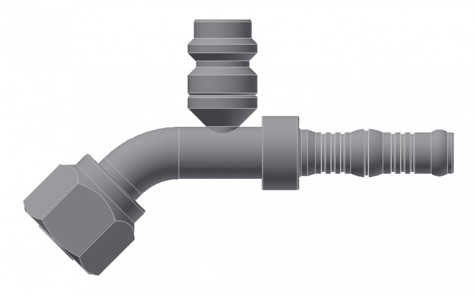 Image of A/C Refrigerant Hose Fitting - 45 degree  Fem O-ring w/R134a Port Steel Ftg Kit from Sunair. Part number: BC-54718-12-12K