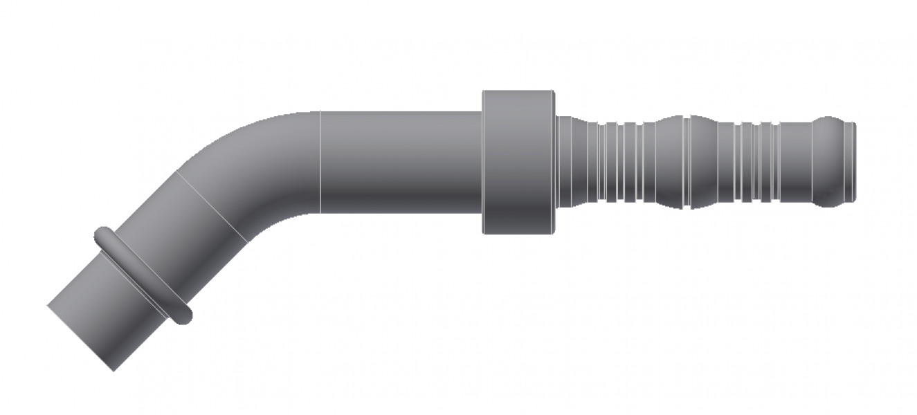 Image of A/C Refrigerant Hose Fitting - O-RING (NO NUT), 45Deg BEND from Sunair. Part number: BC-54725-06-06