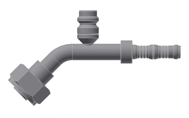 Image of A/C Refrigerant Hose Fitting - O-RING COMPRESSOR, 45Deg BEND from Sunair. Part number: BC-54734-10-08