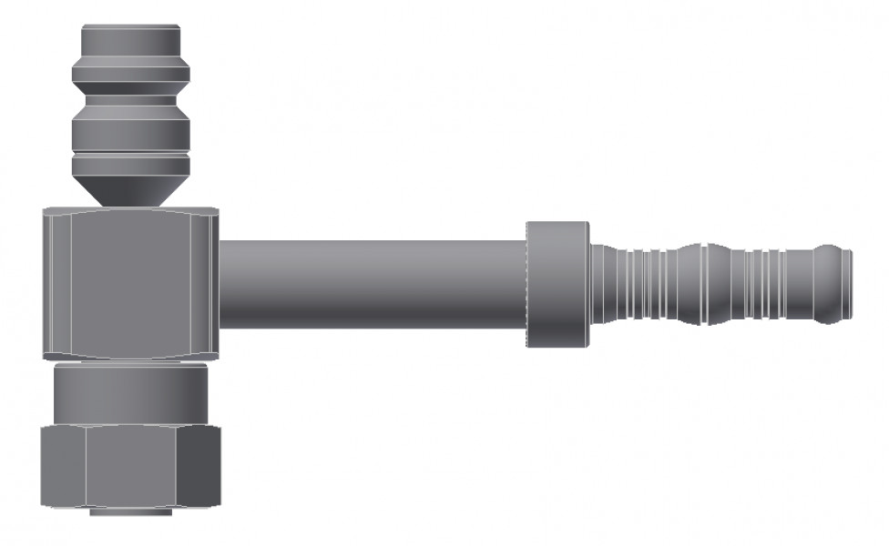 Image of A/C Refrigerant Hose Fitting - O-RING FEMALE SWIVEL 90Deg BLOCK from Sunair. Part number: BC-54742-06-06