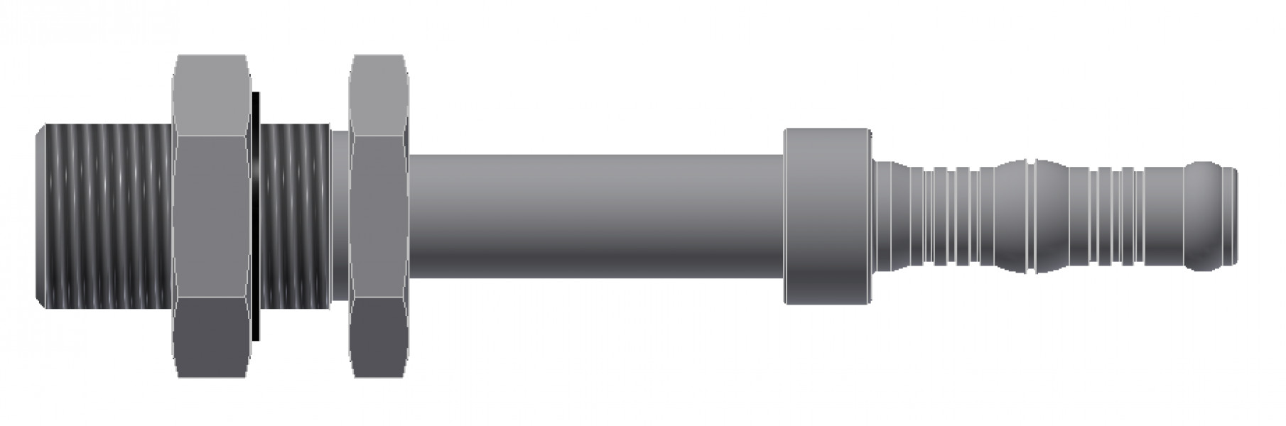 Image of A/C Refrigerant Hose Fitting - BULKHEAD STRAIGHT W/ JAM NUT from Sunair. Part number: BC-54758-06-06