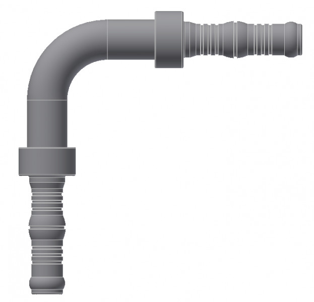 Image of A/C Refrigerant Hose Fitting - IN-LINE SPLICER, 90Deg BEND from Sunair. Part number: BC-8749-08-08