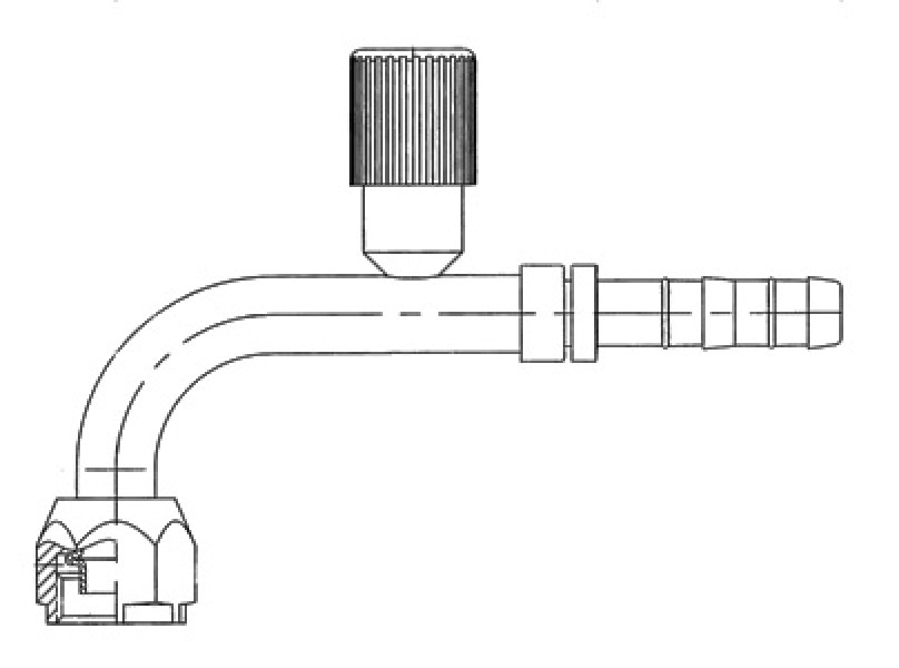 Image of A/C Refrigerant Hose Fitting - 90uc0u65533  Fem O-ring w/R134a Port Steel Ftg from Sunair. Part number: EJ3302-02-0808S