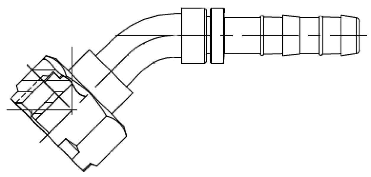 Image of A/C Refrigerant Hose Fitting - 45uc0u65533  Fem O-ring w/R134a Port Steel Ftg from Sunair. Part number: EJ3320-1012S