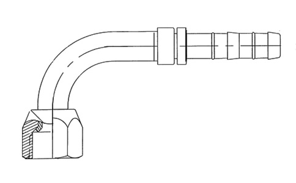 Image of 90 degree  Female Flare with fitting kit from Sunair. Part number: FF-FJ3149-07-0810S