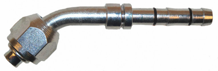 Image of A/C Refrigerant Hose Fitting - 45 degree  Fem O-ring Steel Ftg from Sunair. Part number: FF14183