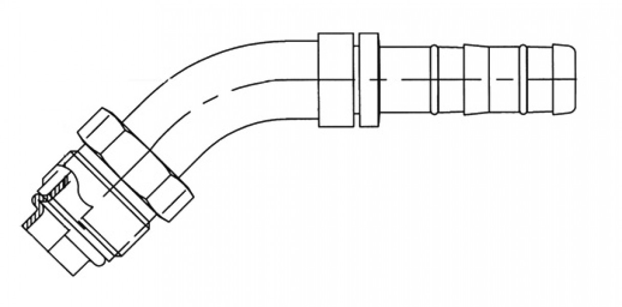 Image of A/C Refrigerant Hose Fitting - 45uc0u65533  Male O-ring, Short Pilot Steel Ftg from Sunair. Part number: FF14214