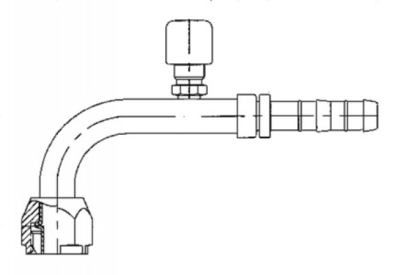 Image of A/C Refrigerant Hose Fitting - 90uc0u65533  Fem O-ring w/ 1/4" Port Steel Ftg from Sunair. Part number: FF14228