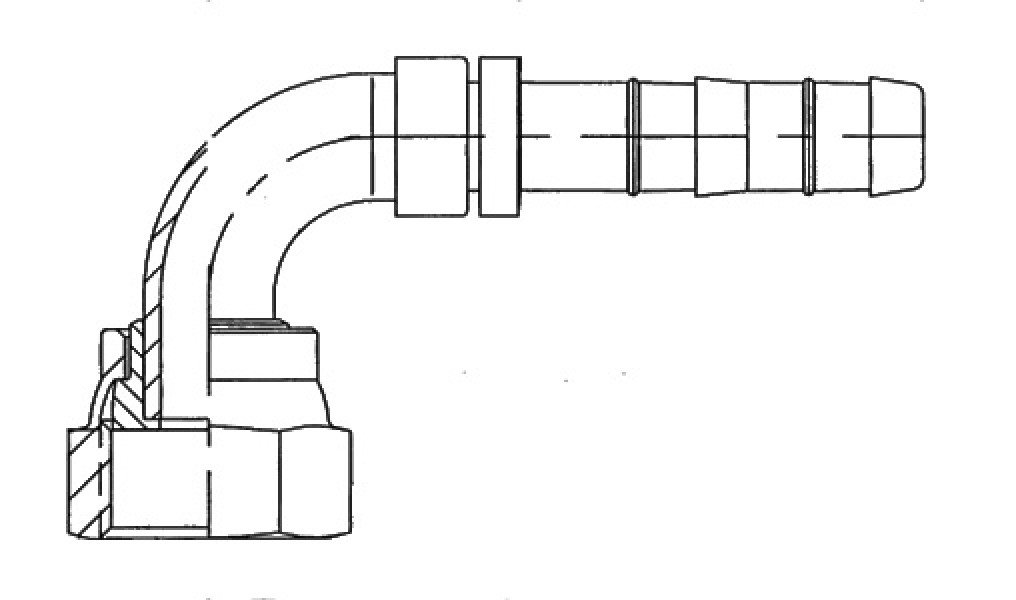 Image of A/C Refrigerant Hose Fitting - 90 degree  Fem ORS Steel Ftg from Sunair. Part number: FF14247