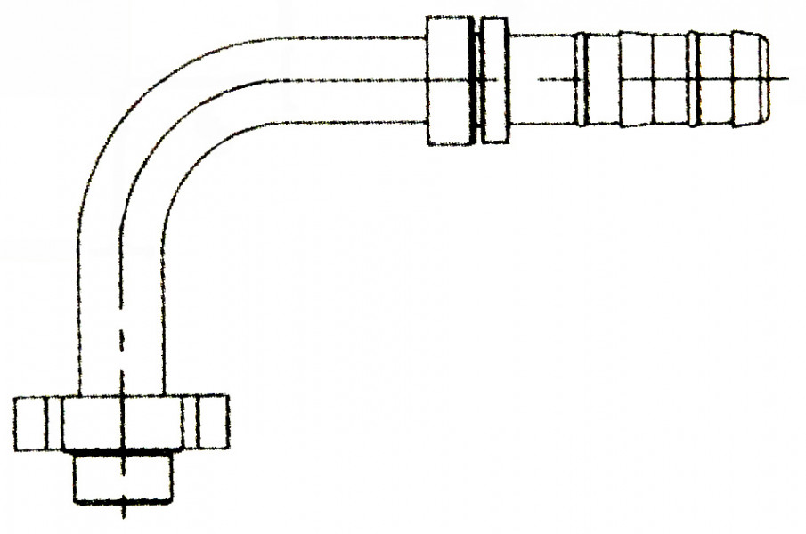 Image of A/C Refrigerant Hose Fitting - 90uc0u65533  Pad Style Connection (Volvo) Steel Ftg from Sunair. Part number: FF14270