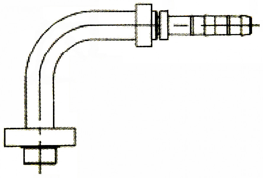 Image of A/C Refrigerant Hose Fitting - 90uc0u65533  Pad Style Connection (Volvo) Steel Ftg from Sunair. Part number: FF14272