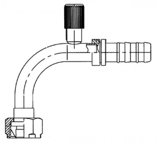 Image of A/C Refrigerant Hose Fitting - 90uc0u65533  Fem Rotalok w/R134a Port from Sunair. Part number: FF14377