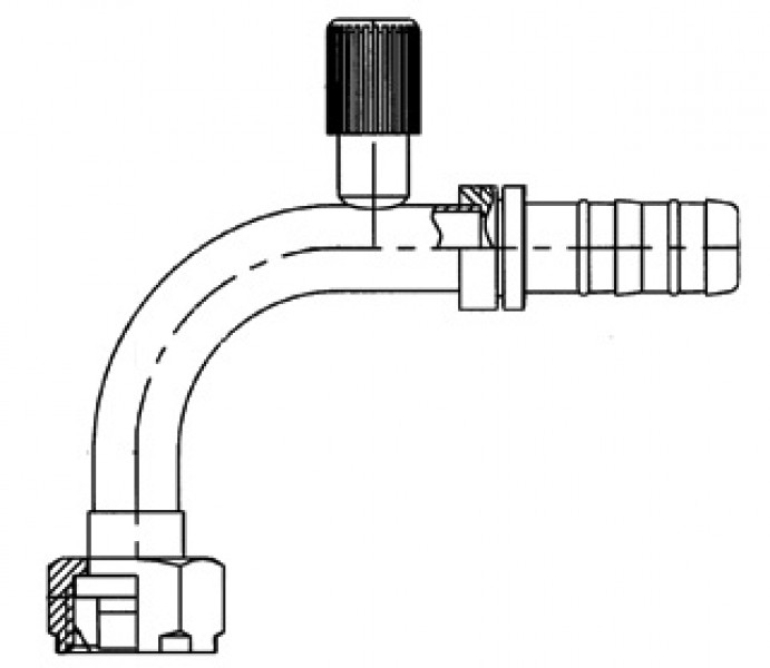 Image of A/C Refrigerant Hose Fitting - 90uc0u65533  Fem Rotalok w/R134a Port from Sunair. Part number: FF14378