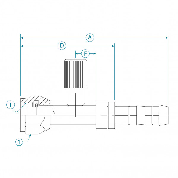 Image of A/C Refrigerant Hose Fitting - Straight Female O-ring w/R134a Port Steel Fitting from Sunair. Part number: FJ3053-0810S