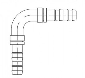 Image of A/C Refrigerant Hose Fitting - 90 degree  Splicer Steel Ftg from Sunair. Part number: FJ3058-04-1212S