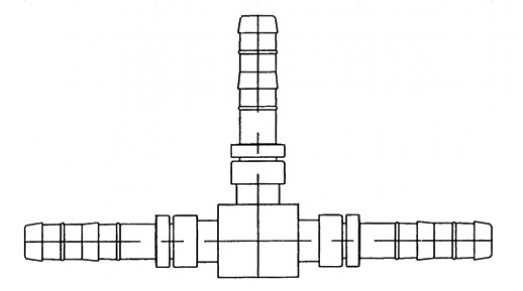 Image of A/C Refrigerant Hose Fitting - 3 Way(T)-Splicer Steel Ftg from Sunair. Part number: FJ3066-060808S