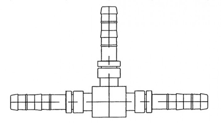 Image of A/C Refrigerant Hose Fitting - 3 Way(T)-Splicer Steel Ftg from Sunair. Part number: FJ3066-060808S