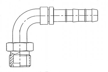 Image of A/C Refrigerant Hose Fitting - 90 degree  Male O-ring (M20x1.5) Steel Ftg from Sunair. Part number: FJ3113-0810S