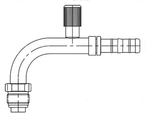 Image of A/C Refrigerant Hose Fitting - 90uc0u65533  Male O-ring w/R134a Port Steel Ftg from Sunair. Part number: FJ3134-03-1010S