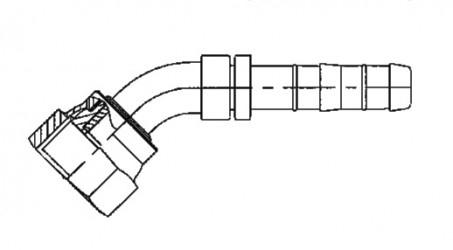 Image of A/C Refrigerant Hose Fitting - 45 degree  Fem ORS Steel Ftg from Sunair. Part number: FJ3161-01-0606S