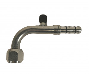 Image of A/C Refrigerant Hose Fitting - 90 degree  Fem O-ring w/ Sw Port Steel Ftg from Sunair. Part number: FJ3163-01-1010S