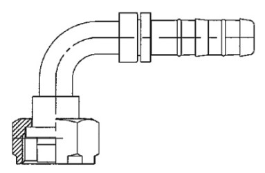 Image of A/C Refrigerant Hose Fitting - 90 degree  Female Rotalok Steel Fitting from Sunair. Part number: FJ3225-1012S