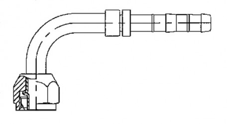 Image of A/C Refrigerant Hose Fitting - 90 degree  Fem O-ring Long Steel Ftg from Sunair. Part number: FJ3288-03-0806S