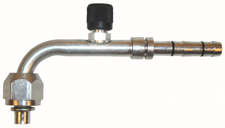 Image of A/C Refrigerant Hose Fitting - 90 degree  Fem O-ring w/ Sw Port Steel Ftg from Sunair. Part number: FJ3289-03-0606S