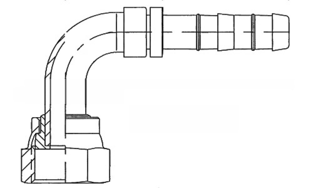 Image of A/C Refrigerant Hose Fitting - 90uc0u65533  Fem ORS Steel Ftg from Sunair. Part number: FJ3319-1212S