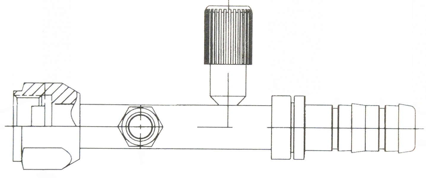 Image of A/C Refrigerant Hose Fitting - Strt Fem w/R134a Port & Sw Port Steel Ftg from Sunair. Part number: FJ3363-02-0810S