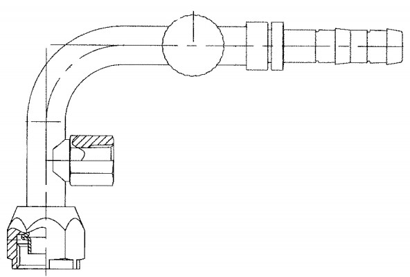 Image of A/C Refrigerant Hose Fitting - 90uc0u65533  Fem w/R134a Port & Sw Port Steel Ftg from Sunair. Part number: FJ3366-01-0810S