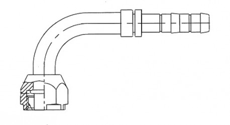 Image of A/C Refrigerant Hose Fitting - 90 degree  Fem O-ring (M27x2) Steel Ftg from Sunair. Part number: FJ3409-1210S