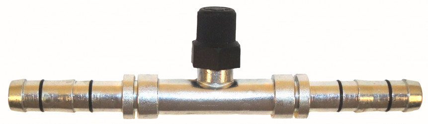 Image of A/C Refrigerant Hose Fitting - Straight Splicer w/Sw Port Steel Fitting from Sunair. Part number: FJ3427-0808S