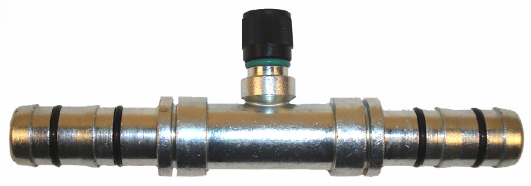 Image of A/C Refrigerant Hose Fitting - Strt Splicer w/Sw Port Steel Ftg from Sunair. Part number: FJ3428-1212S