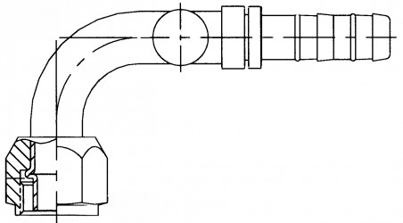 Image of A/C Refrigerant Hose Fitting - 90 degree  Fem O-ring w/Sw Port Steel Ftg from Sunair. Part number: FJ3444-1010S
