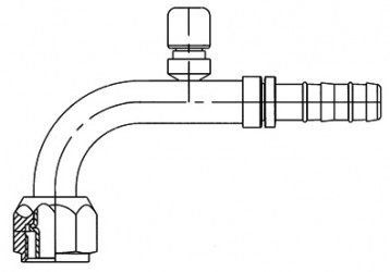 Image of A/C Refrigerant Hose Fitting - 90 degree  Fem O-ring w/Sw Port Steel Ftg from Sunair. Part number: FJ3460-03-1212S