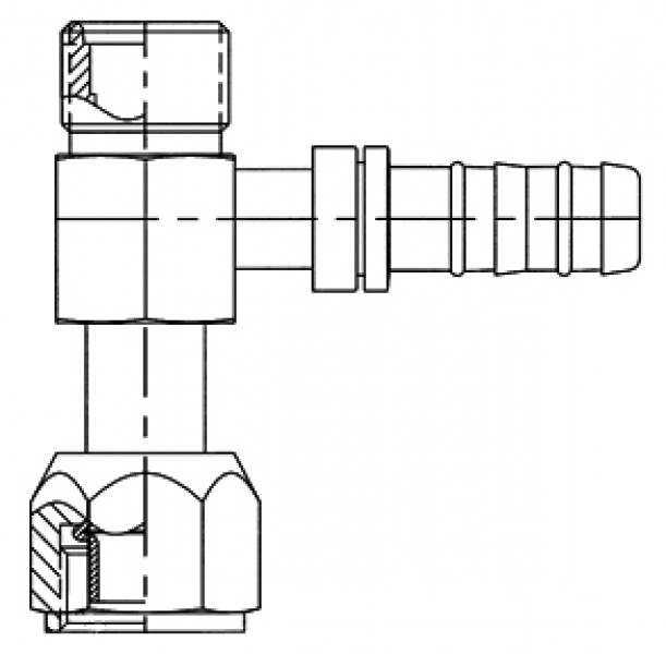 Image of A/C Refrigerant Hose Fitting - 90uc0u65533  GM Tie In Steel Ftg from Sunair. Part number: FJ3495-0808S