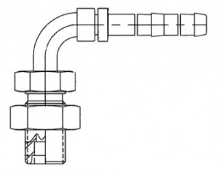 Image of A/C Refrigerant Hose Fitting - 90 degree  Male Bulkhead Steel Ftg from Sunair. Part number: FJ3514-1212S