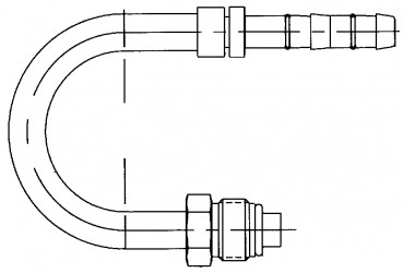 Image of A/C Refrigerant Hose Fitting - 180 Degree  Male O-ring Steel Fitting from Sunair. Part number: FJ3804-0606S