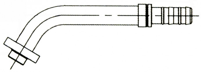 Image of A/C Refrigerant Hose Fitting - 60uc0u65533  Pad Style Connection (Volvo) Steel Ftg from Sunair. Part number: FJ3979-1012S
