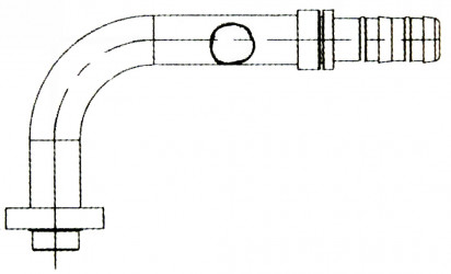Image of A/C Refrigerant Hose Fitting - 90 degree  Pad Style Connection (Volvo) w/ R134A Port Steel Ftg from Sunair. Part number: FJ3981-1012S