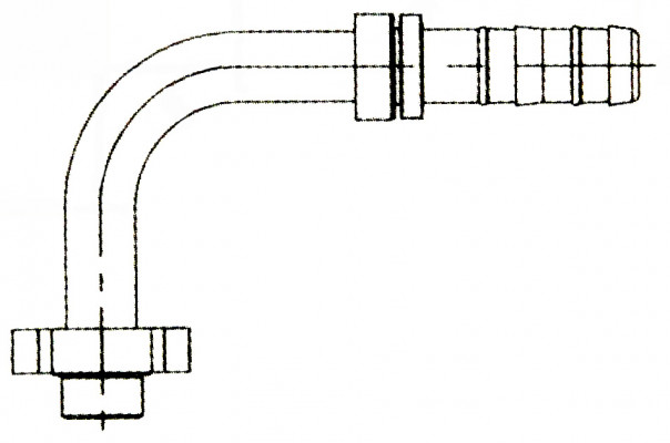 Image of A/C Refrigerant Hose Fitting - 90uc0u65533  Pad Style Connection (Volvo) Steel Ftg from Sunair. Part number: FJ3982-0810S