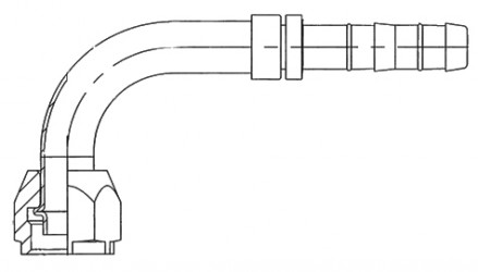 Image of A/C Refrigerant Hose Fitting - 90 degree  Fem O-ring Steel Ftg from Sunair. Part number: FJ5985-1016S