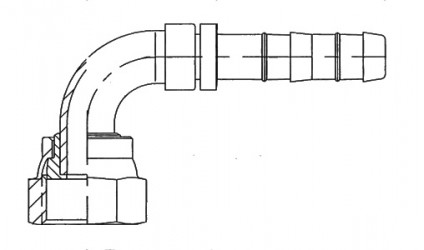 Image of A/C Refrigerant Hose Fitting - 90 degree  Fem ORS Steel Ftg from Sunair. Part number: FJ5994-05-1012S