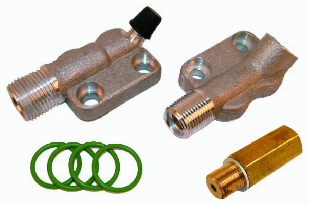Image of A/C Compressor Fitting - 6E171M JD MANIFOLD KIT from Sunair. Part number: KT-6E171M