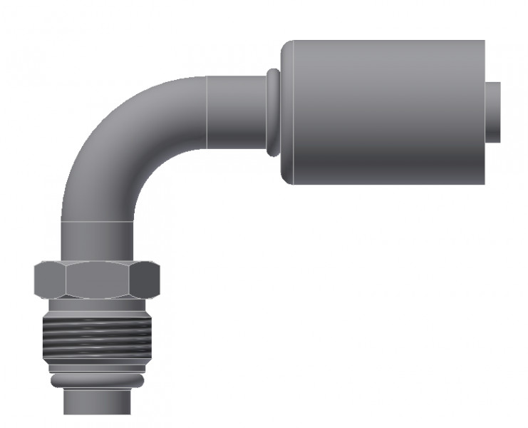 Image of A/C Refrigerant Hose Fitting - MALE-O-RING, SHORT PILOT, 90uc0u65533  - Std Barrier Steel Ftg from Sunair. Part number: SA-52214-06-06S