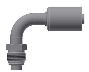 Image of A/C Refrigerant Hose Fitting - MALE-O-RING, SHORT PILOT, 90 degree  - Std Barrier Steel Ftg from Sunair. Part number: SA-52214-06-06S